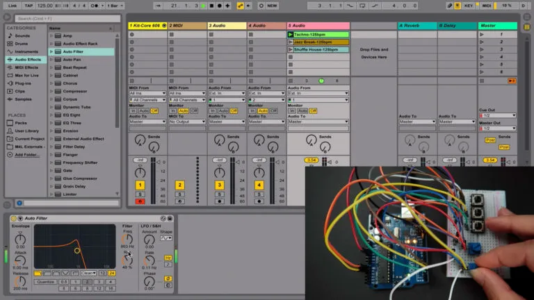 Arduino MIDI circuit controlling Ableton Live